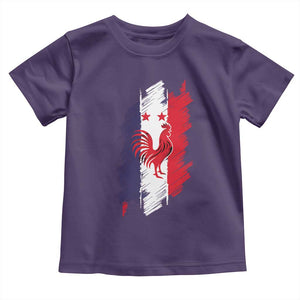 France Gallic Rooster Football Two Stars Brushstroke French Flag Graphic Toddler T Shirt