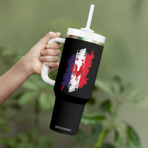 France Gallic Rooster Football Two Stars Brushstroke French Flag Graphic Tumbler With Handle