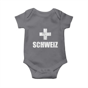 Schweiz Swiss German Vintage Cross Flag Switzerland Roots Baby Onesie