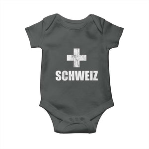 Schweiz Swiss German Vintage Cross Flag Switzerland Roots Baby Onesie