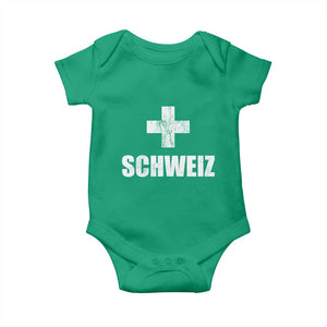 Schweiz Swiss German Vintage Cross Flag Switzerland Roots Baby Onesie