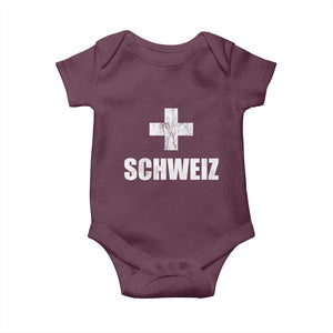 Schweiz Swiss German Vintage Cross Flag Switzerland Roots Baby Onesie
