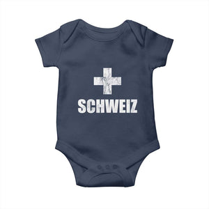 Schweiz Swiss German Vintage Cross Flag Switzerland Roots Baby Onesie