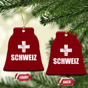 Schweiz Swiss German Vintage Cross Flag Switzerland Roots Ceramic Ornament