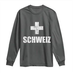 Schweiz Swiss German Vintage Cross Flag Switzerland Roots Long Sleeve Shirt