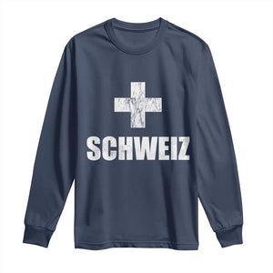 Schweiz Swiss German Vintage Cross Flag Switzerland Roots Long Sleeve Shirt