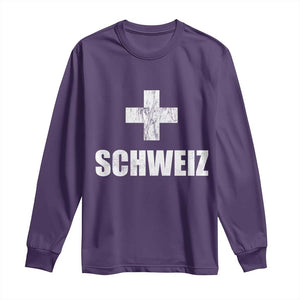Schweiz Swiss German Vintage Cross Flag Switzerland Roots Long Sleeve Shirt