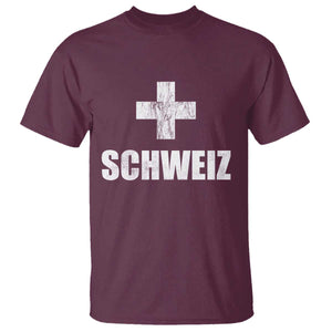Schweiz Swiss German Vintage Cross Flag Switzerland Roots T Shirt