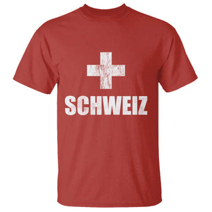 Schweiz Swiss German Vintage Cross Flag Switzerland Roots T Shirt