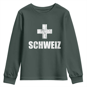 Schweiz Swiss German Vintage Cross Flag Switzerland Roots Youth Sweatshirt