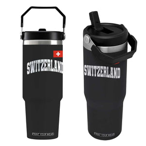 Switzerland Sports Throwback Design Flip Straw Tumbler Vintage Swiss Flag Soccer Jersey Style