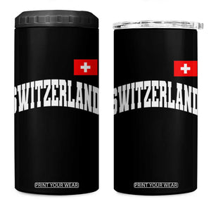 Switzerland Sports Throwback Design 4 in 1 Can Cooler Tumbler Vintage Swiss Flag Soccer Jersey Style