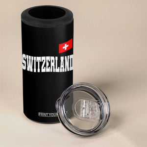 Switzerland Sports Throwback Design 4 in 1 Can Cooler Tumbler Vintage Swiss Flag Soccer Jersey Style