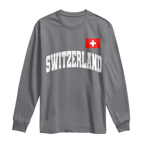 Switzerland Sports Throwback Design Long Sleeve Shirt Vintage Swiss Flag Soccer Jersey Style