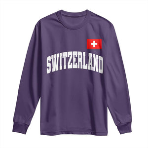 Switzerland Sports Throwback Design Long Sleeve Shirt Vintage Swiss Flag Soccer Jersey Style