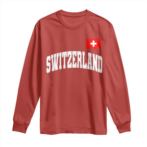 Switzerland Sports Throwback Design Long Sleeve Shirt Vintage Swiss Flag Soccer Jersey Style