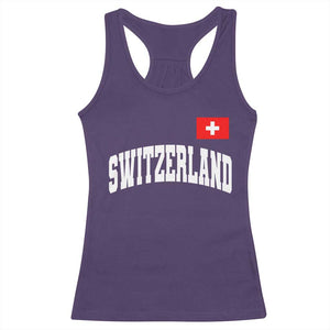 Switzerland Sports Throwback Design Racerback Tank Top Vintage Swiss Flag Soccer Jersey Style