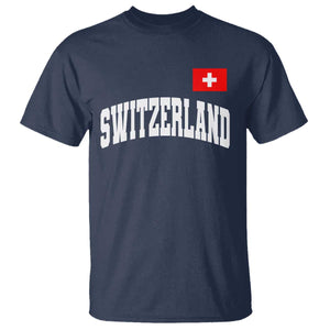 Switzerland Sports Throwback Design T Shirt Vintage Swiss Flag Soccer Jersey Style