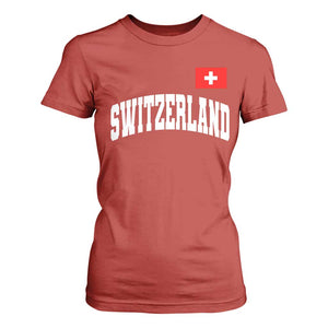 Switzerland Sports Throwback Design T Shirt For Women Vintage Swiss Flag Soccer Jersey Style