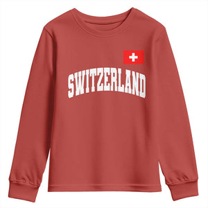 Switzerland Sports Throwback Design Youth Sweatshirt Vintage Swiss Flag Soccer Jersey Style