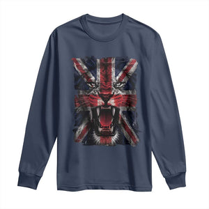 Union Jack Flag Lion Face UK British Great Britain Long Sleeve Shirt