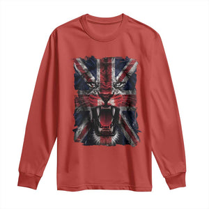 Union Jack Flag Lion Face UK British Great Britain Long Sleeve Shirt