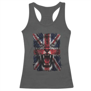 Union Jack Flag Lion Face UK British Great Britain Racerback Tank Top