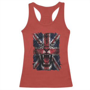 Union Jack Flag Lion Face UK British Great Britain Racerback Tank Top