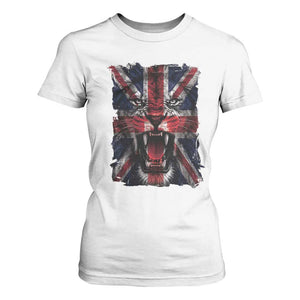 Union Jack Flag Lion Face UK British Great Britain T Shirt For Women