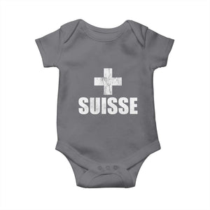 Suisse Swiss French Vintage Cross Flag Switzerland Roots Baby Onesie