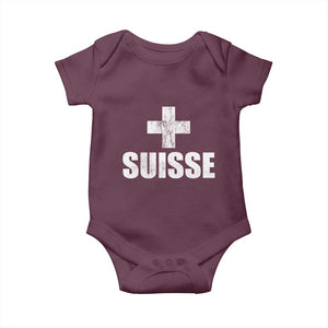Suisse Swiss French Vintage Cross Flag Switzerland Roots Baby Onesie