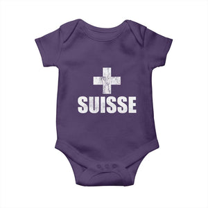 Suisse Swiss French Vintage Cross Flag Switzerland Roots Baby Onesie