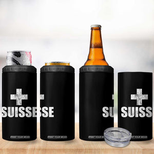 Suisse Swiss French Vintage Cross Flag Switzerland Roots 4 in 1 Can Cooler Tumbler