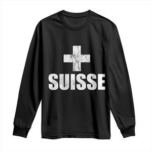 Suisse Swiss French Vintage Cross Flag Switzerland Roots Long Sleeve Shirt