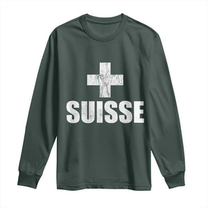 Suisse Swiss French Vintage Cross Flag Switzerland Roots Long Sleeve Shirt