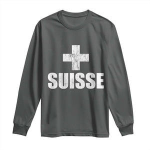Suisse Swiss French Vintage Cross Flag Switzerland Roots Long Sleeve Shirt