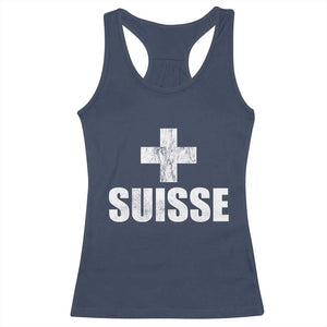 Suisse Swiss French Vintage Cross Flag Switzerland Roots Racerback Tank Top