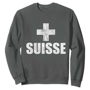 Suisse Swiss French Vintage Cross Flag Switzerland Roots Sweatshirt