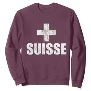 Suisse Swiss French Vintage Cross Flag Switzerland Roots Sweatshirt