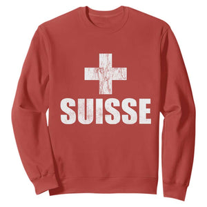 Suisse Swiss French Vintage Cross Flag Switzerland Roots Sweatshirt