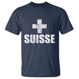 Suisse Swiss French Vintage Cross Flag Switzerland Roots T Shirt