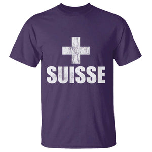Suisse Swiss French Vintage Cross Flag Switzerland Roots T Shirt