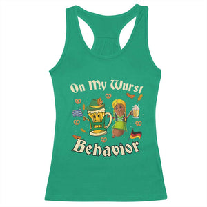 Funny Oktoberfest Racerback Tank Top On My Wurst Behavior Beer Bratwurst Lederhosen Dirndl TS11 Irish Green Print Your Wear