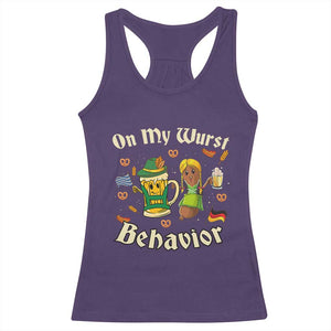 Funny Oktoberfest Racerback Tank Top On My Wurst Behavior Beer Bratwurst Lederhosen Dirndl TS11 Purple Print Your Wear
