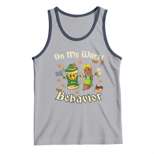 Funny Oktoberfest Tank Top On My Wurst Behavior Beer Bratwurst Lederhosen Dirndl TS11 Athletic Heather Navy Print Your Wear