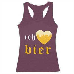 Funny Oktoberfest Racerback Tank Top Ich Liebe Bier Heart German Beer Foam TS11 Maroon Print Your Wear