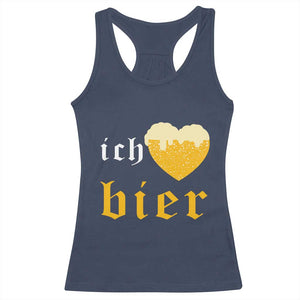 Funny Oktoberfest Racerback Tank Top Ich Liebe Bier Heart German Beer Foam TS11 Navy Print Your Wear