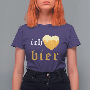 Funny Oktoberfest T Shirt For Women Ich Liebe Bier Heart German Beer Foam TS11 Purple Print Your Wear