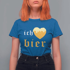 Funny Oktoberfest T Shirt For Women Ich Liebe Bier Heart German Beer Foam TS11 Royal Blue Print Your Wear
