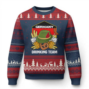 Germany Drinking Team Ugly Christmas Sweater Germany Beer Festivals Oktoberfest Alpine hat Barley TS11 Navy Red Print Your Wear